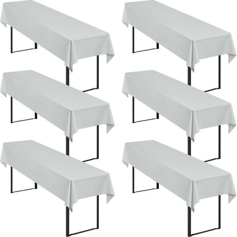 Set de 6 housses de table de bière gris clair 250x100cm, facile d'entretien & lavable