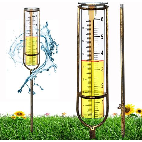 Filiyano-Pluviomètre en verre de 21 cm de haut, pluviomètre en litres avec piquet de sol, pluie (1/3)