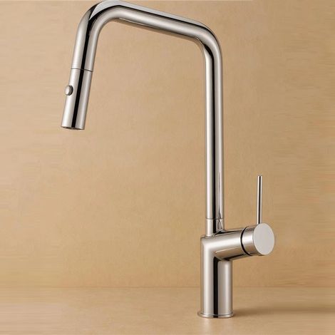 Exagonshop Rubinetto cucina con bocca estraibile in ottone