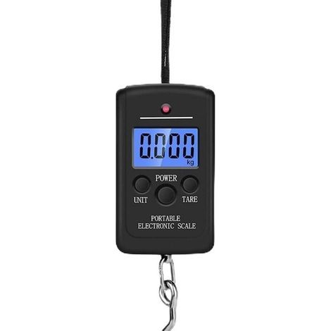 Bilancia pesapersone portatile con schermo LCD retroilluminato, capacità 40 kg, bilancia elettronica per bagagli (nera) (1/5)