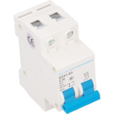 Disjoncteur miniature 2P, isolateur de courant différentiel, montage sur rail DIN, 400 V, 16 A, DZ47‑63 C16 (1/5)