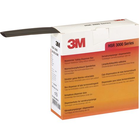 Gaine thermorétractable 3M, Dia. 3mm Noir rétreint 3:1, 10m