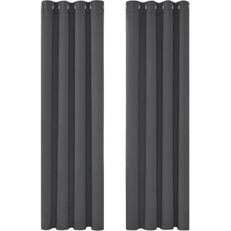 Rideaux thermiques occultants anti-froid – 135 x 240 cm, gris foncé, œillets métalliques, lot de 2 pièces (1/4)