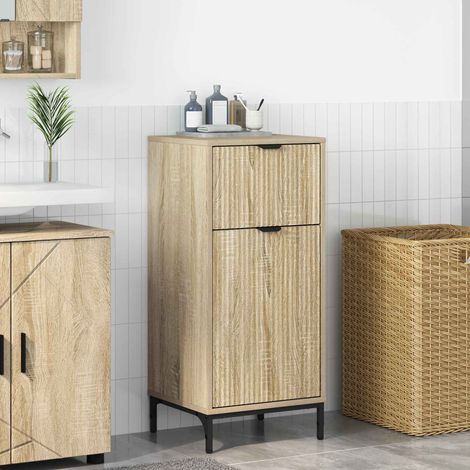 Meuble de salle de bain avec rangement, bois d’ingénierie et métal, chêne Sonoma, 39,5 x 36 x 88 cm - PANGIVO (1/5)