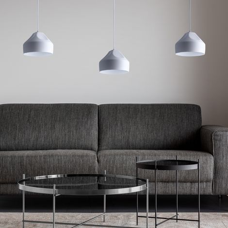 Paco Home Luminaria Suspensión Colgante Comedor Cocina Mesa Comedor Interior Blanco Blanco, Diseño U + lámpara A60 transparente (1/3)