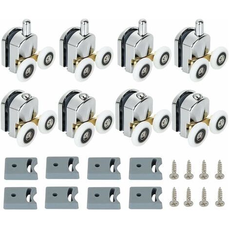 GENERIC-Rullo per Porta della Doccia da 8 Pezzi, Rullo per Porta della Doccia Scorrevole da 23 MM, Doppi Rulli per Box Doccia, 4 Superiori e 4 Inferiori (1/5)