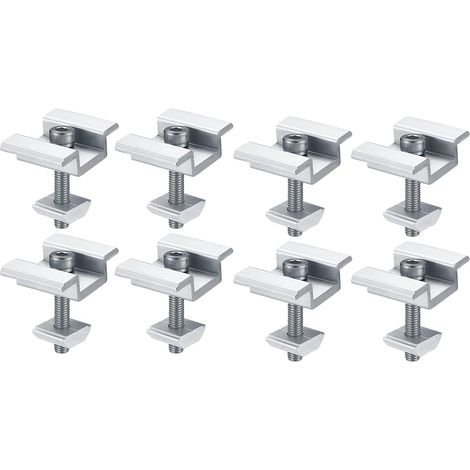 Pack de 8 Supports de de Panneau Solaire, Pinces D'ExtréMité de Panneau Solaire, Pinces Centrales, pour Module Solaire de Panneau Solaire PV 35 Mm (1/5)