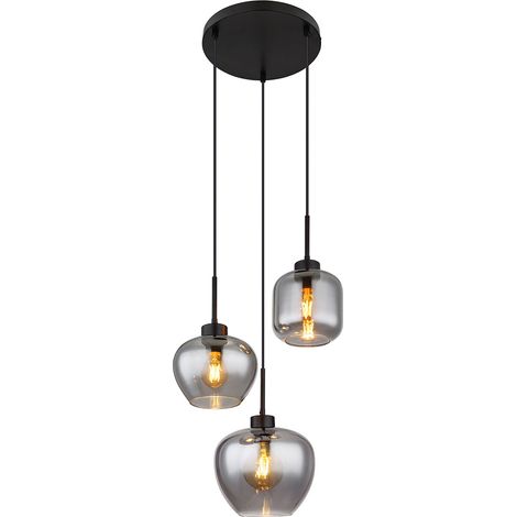 Globo - lámpara colgante - Matt - negro - vidrio vidrio ahumado - (1/3)