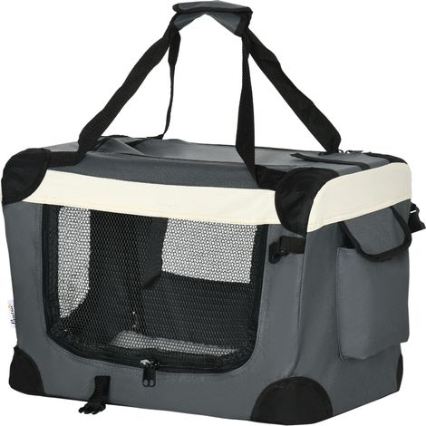 51cm Foldable Pet Carrier, with Cushion, for Mini Dogs Cats - Grey (1/5)