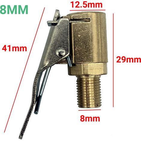 Adaptateur de buse filetée pour pompe à air (1 pièce) - Clip de serrage - Connecteur de valve pour pompe à air de pneu de voiture - Tête de serrage en laiton 6 mm/8 mm-AquaForge