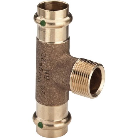 Té de bronce para soldar hembra - macho con rosca 20x27 - 18