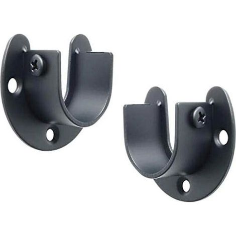 Support de tringle en U - PZCC - Acier inoxydable - Capacité 200 kg - Diamètre 33 mm - Noir (1/3)
