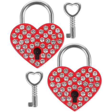 de 2 petits cadenas en forme de cœur avec clé pour valises