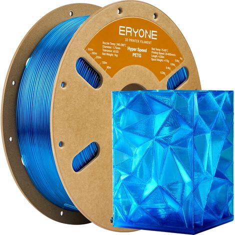 Filamento per stampa 3D, materiale PETG, prestazioni ad alta velocità, blu trasparente (1/2)
