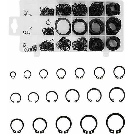 VURAHOME - Circlips Exterieur 300 Pièces Assortiment De Circlips Coffret De Assortiment Circlip Snap Assortiment Noir Circlip Kit De Retenue Externe Snap Kit Pour L'Intérieur Et L'Extérieur (1/5)