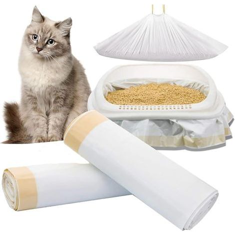 2 Rouleaux - Sac à Litière Chat - Sac Poubelle - Résistant aux Griffes et Anti-Fuites - Pour Bac à Litière Standard et XL - Transparent - 91,5x45,7 cm (1/5)