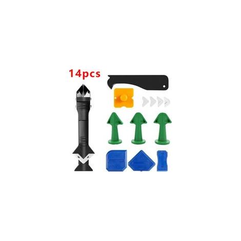14 Pièces Kit de Calfeutrage en Silicone 3 en 1, Outil de Calfeutrage, Grattoir à Coulis, Lisseur de Joints en Silicone pour Cuisine, Salle de Bain, Évier et Joints de Fenêtres