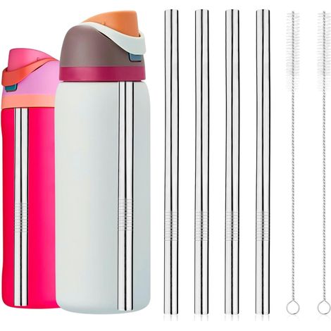 4-teiliges Trinkflaschen-Strohhalm-Set von Owala (24 oz und 32 oz) aus Edelstahl, inklusive Ersatzteilen, 2 Reinigungsbürsten und wiederverwendbaren Strohhalmen (1/5)