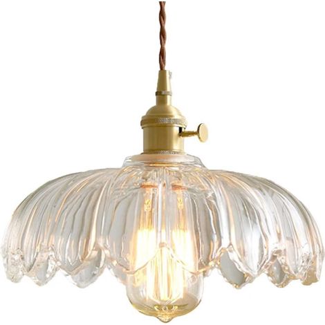 Rétro Pastorale Verre Fleur Pendentif Lumière Abat-Jour En Verre Plafonnier Lustre Plafonnier Lampe De Chevet Décoration Suspension Lumière pour Chambre, Café, Salle À Manger, Salon (1/5)