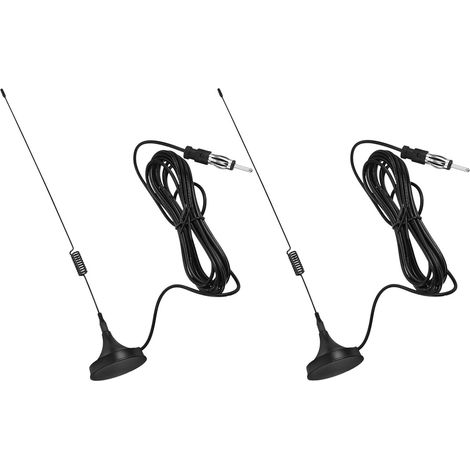 Antenne Radio Magnétique FM pour Voiture, Base Noire, Lot de 2 Plastique et Aimant, Design Résistant aux Intempéries, Compatibilité pour Camion et Rv (1/5)