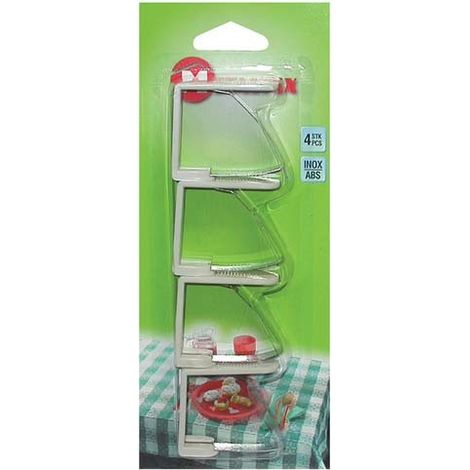 Metaltex Fixe-nappes blanc lot de 4 minimaliste inox plastique