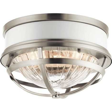 Deckenleuchte Wohnzimmerlampe Deckenlampe Nickel Weiß Stahl D 30,5 cm (1/5)