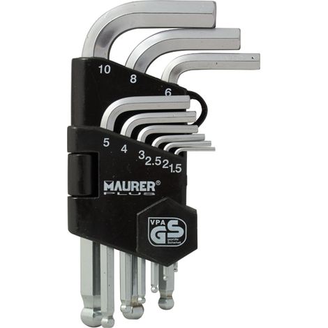 Chiavi a Brugola Esagonali ball point Set 9 pezzi 86172 MAURER PLUS (1/3)