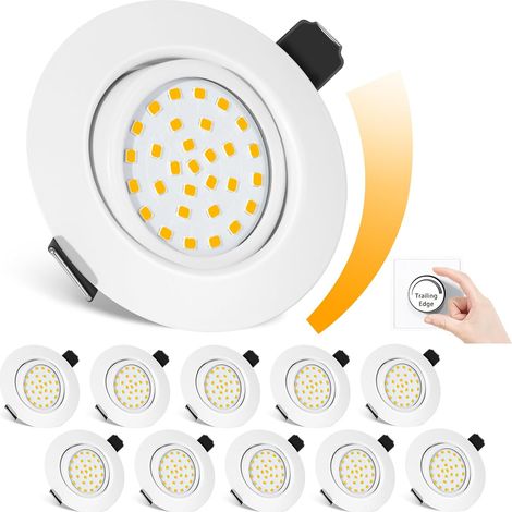 Spot LED Encastrable Dimmable,Extra Plat-25mm Spot Orientable ,Encastré Lampe 6000K Blanc Froid 5W 600LM Equi. 70W Ampoule Halogène IP44 Plafonnier Encastré,pour salle de bain, salon, boite de 10 (1/5)