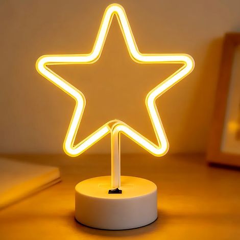 Lampe Néon Étoilée Lampe Étoile de Noël Lampes en Forme d Étoile LED Lampe Néon Étoilée Blanc Chaud jardin terrasse extérieur (1/5)