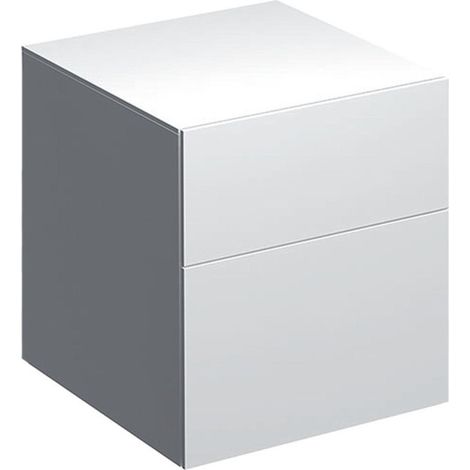 Meuble latéral bas Geberit Xeno²avec deux tiroirs: Largeur 45cm, Hauteur 51cm, Profondeur 46.2cm, Blanc / Laqué ultra-brillant