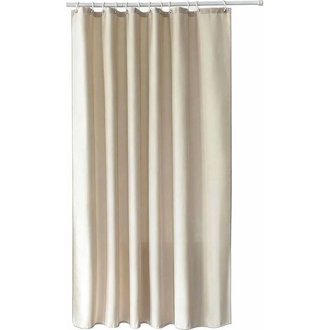 Rideau de douche imperméable et anti-moisissure, 180 x 180 cm, lavable, en tissu imitation lin, avec crochets, convient aux baignoires et salles de douche (beige).
