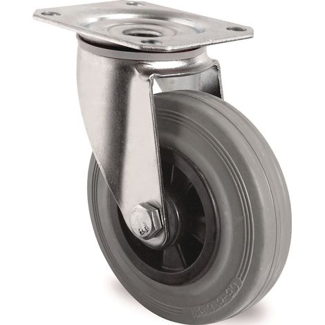 Rueda giratoria D.160mm Cap.135kg con placa PP rodamiento de rodillos VG gris TECWERK (1/2)