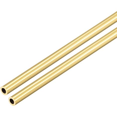 sourcing map Brass Tube Round 300mm Length 2.5mm External Diameter 0.5mm Wall Thickness Seamless Straight Pipe 2 Pcs (1/4)