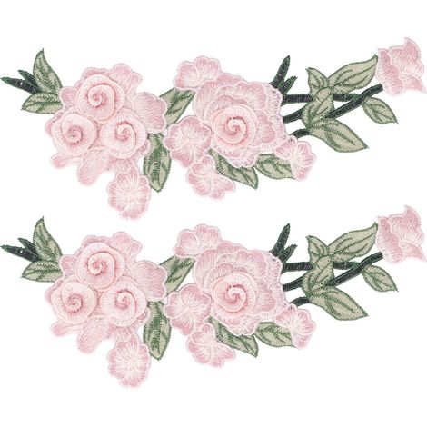 Embroidered Patch Flower Cotton Environmental Protection Unique DIY Clothing Accessories for Vests HatsPink (1/5)