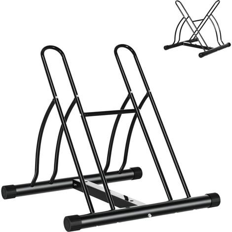 Râtelier 2 vélos modulable dim. 54L x 60l x 57H cm acier époxy noir (1/5)