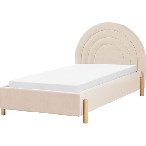 Kids Bed Velvet ANET 90 x 200 cm (EU Single) Beige
