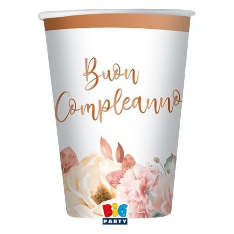 Big Party Bicchieri Buon Compleanno Rose Gold Cc 200 8 Pz