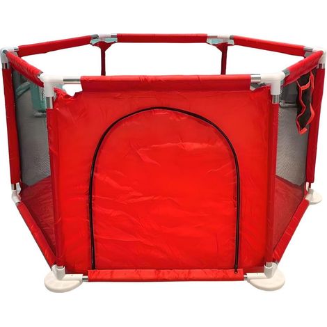 Mini parc pour bébé diamètre 150 cm rouge avec barrière