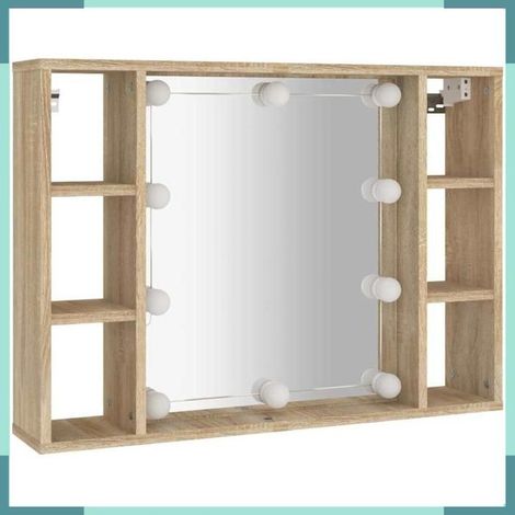 808858 Armoire de miroir avec LED Chêne sonoma 76x15x55 cm (1/5)