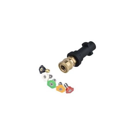 High Pressure Washer Adapter Fitting For Karcher K2 K3 K4 K5 K6 K7 Krcher Pistols, 1/4'' Quick Connect Female Fitting, With 5 Multi-angle Power Nozzle