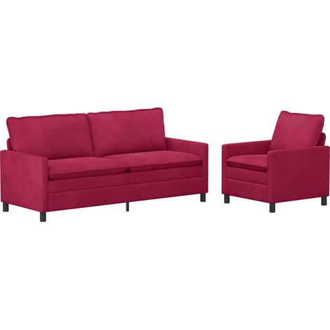 Ensemble de Canapés 2 pc Bordeaux Velours vidaXL (1/5)