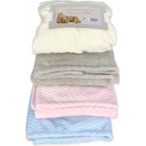 COPERTA COPERTINA IN PILE CM. 70X90 DA CULLA BAMBINI NEONATI Azzurro