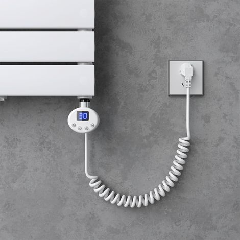 doporro Elektroheizstab 1000W Heizpatrone mit Thermostat Heizelemente mit LCD-Bildschirm , Weiß, für Heizungen Heizköroer Handtuchtrockner