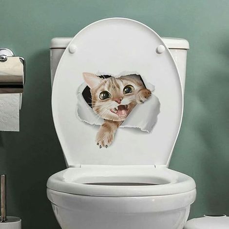 30 x 25 cm, 2 Stück, selbstklebende Toilettendeckelaufkleber mit Katzenmotiv, lustige, wasserfeste PVC-Toilettensitzaufkleber für den Deckel, Wandaufkleber (1/4)