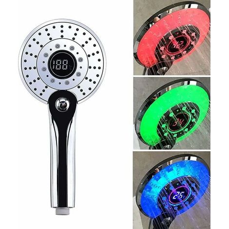 Pommeau de douche LED 3 couleurs – Affichage numérique de température – Économie d'eau – 3 modes de jet – ABS galvanisé résistant (1/5)