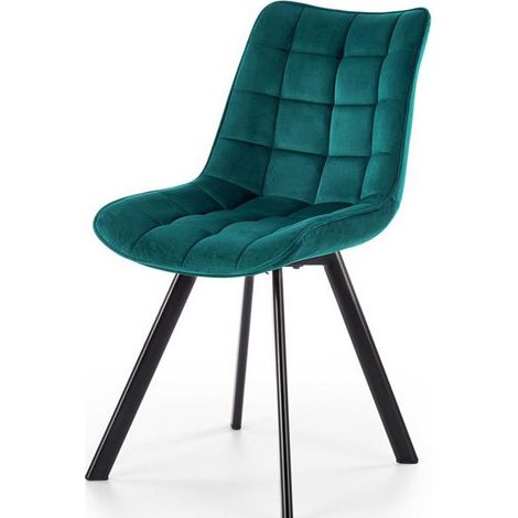 Chaise design velours turquoise pieds en métal noir Liberty (1/5)