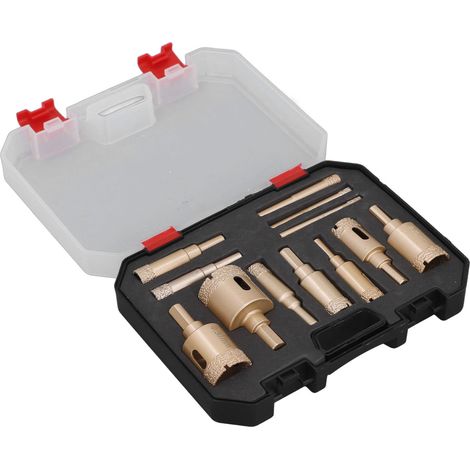 Kit 12 Scies Trépans Diamantées Acier Carbone 6-35mm pour Verre Céramique Pierre (1/5)