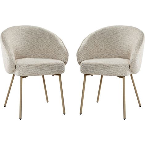 CALICOSY - Lot de 2 Chaises en tissu et pieds en métal beige H81 cm - PIA (1/5)