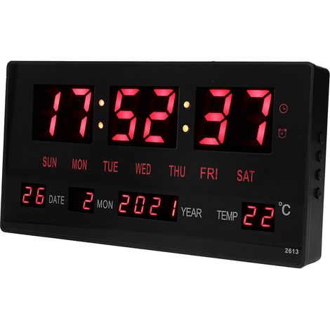 Digitale LED-Wanduhr mit großem Display, präziser elektronischer Kalender für den Schreibtisch, geeignet für Innentemperaturen (100–240 V, EU-Stecker). (1/5)