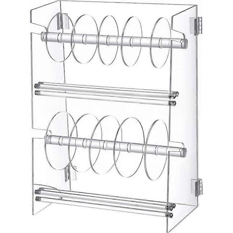 Distributeur d'autocollants à 2 niveaux en acrylique avec 10 compartiments, idéal pour un bureau à domicile. (1/5)